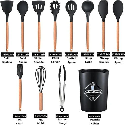 12 Pcs Cooking Utensils Set – Non-Stick Silicone Kitchen Tools